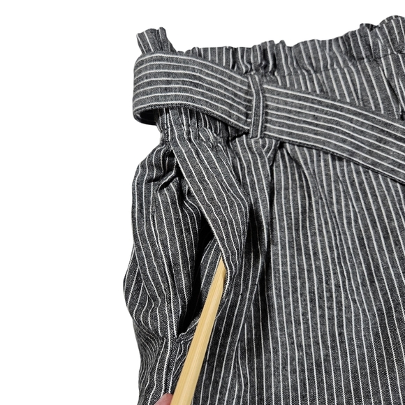 HAVE Los Angeles 100% Cotton Paper Bag Shorts, Dark Grey Pin Striped,Small - Picture 2 of 9